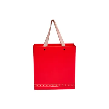 Logo Printed Paper Bags With Grossgrain Ribbon