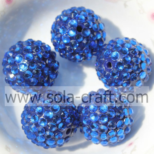 Perline di strass in resina di vendita calda blu 20 * 22MM per la realizzazione di collane