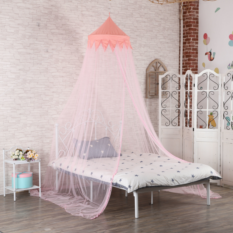 Pink dome mosquito net for single bed