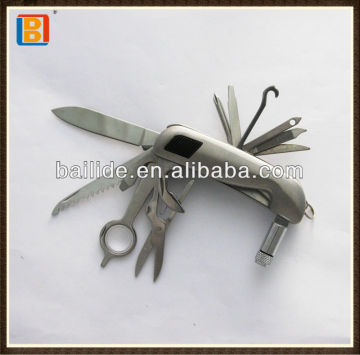 2017 High Quality LED Flashlight 13 In 1 Stainless Steel Multi Pocket Knife Tool Guangzhou Sale