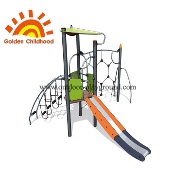 Children's outdoor playground with slides and climbs