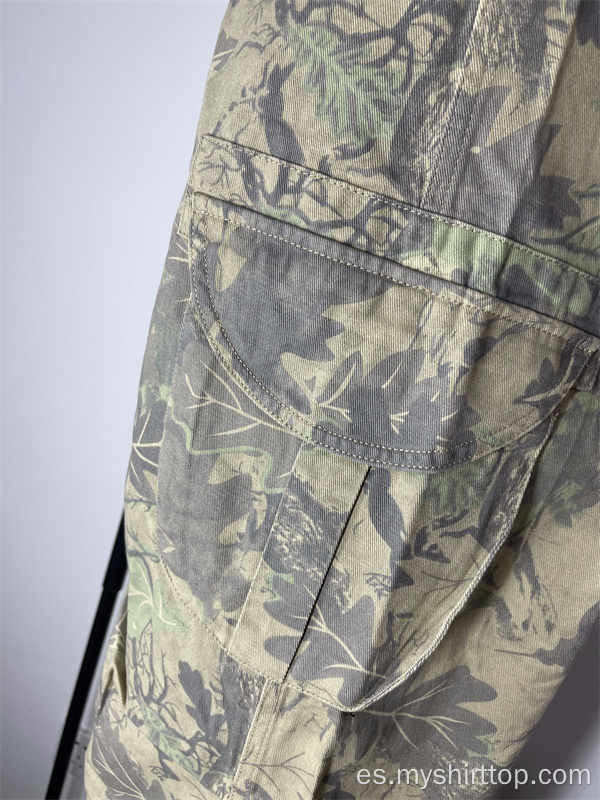 Pantalones de trabajo de ajuste sueltos con estampado de hoja de camuflaje