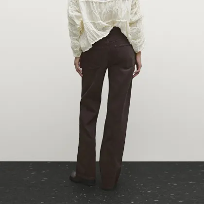 Women's casual style modern urban retro mid waist wide leg jeans