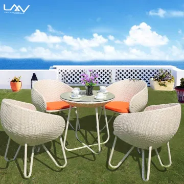 Modern Waterproof Outdoor Garden Patio Aluminum Rattan Dining Chair and Table Set