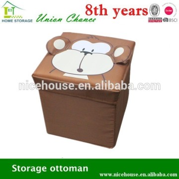 3D effect cartoon kids polyester fabric folding ottoman storage
