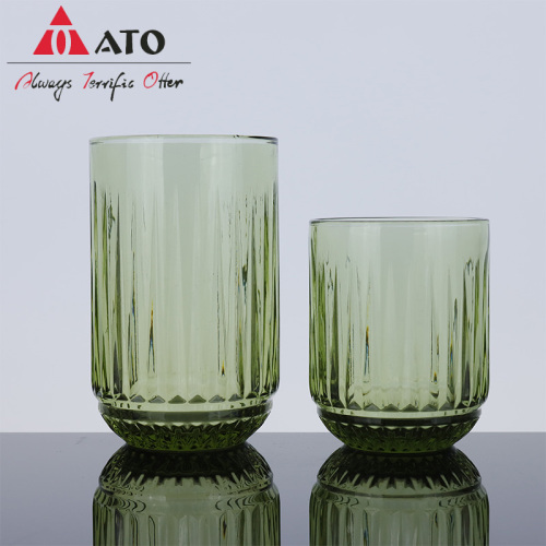 Clear Tumbler Ribbed Glass Cup for Water Beverages