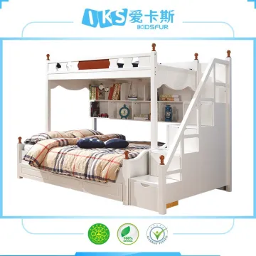 Wood Ivory toddler bunk beds with stair