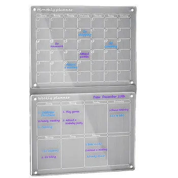 Customizable Bulk Transparent Calendar with Note Board, Removable and Easy-to-Erase Acrylic Magnetic Fridge Calendar
