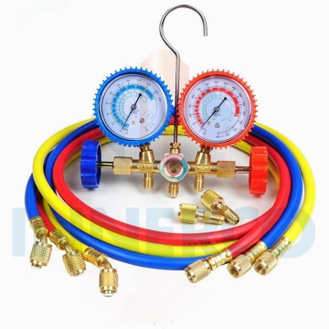 Set di indicatore del collettore di refrigerazione R410A R22 R404 - Kit tubo del filo 1/4 '' (rosso/giallo/blu)