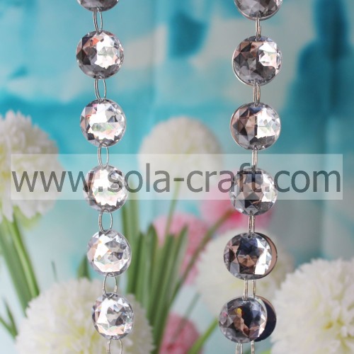 Beautiful 25MM Cut Faceted Octagon Bead Garland White Wedding Tree Garland With Low Price
