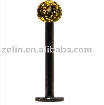 Black Yellow Glitter lip jewelry body labret piercing ring
