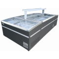 Supermarket glass top deep freezer display for meat