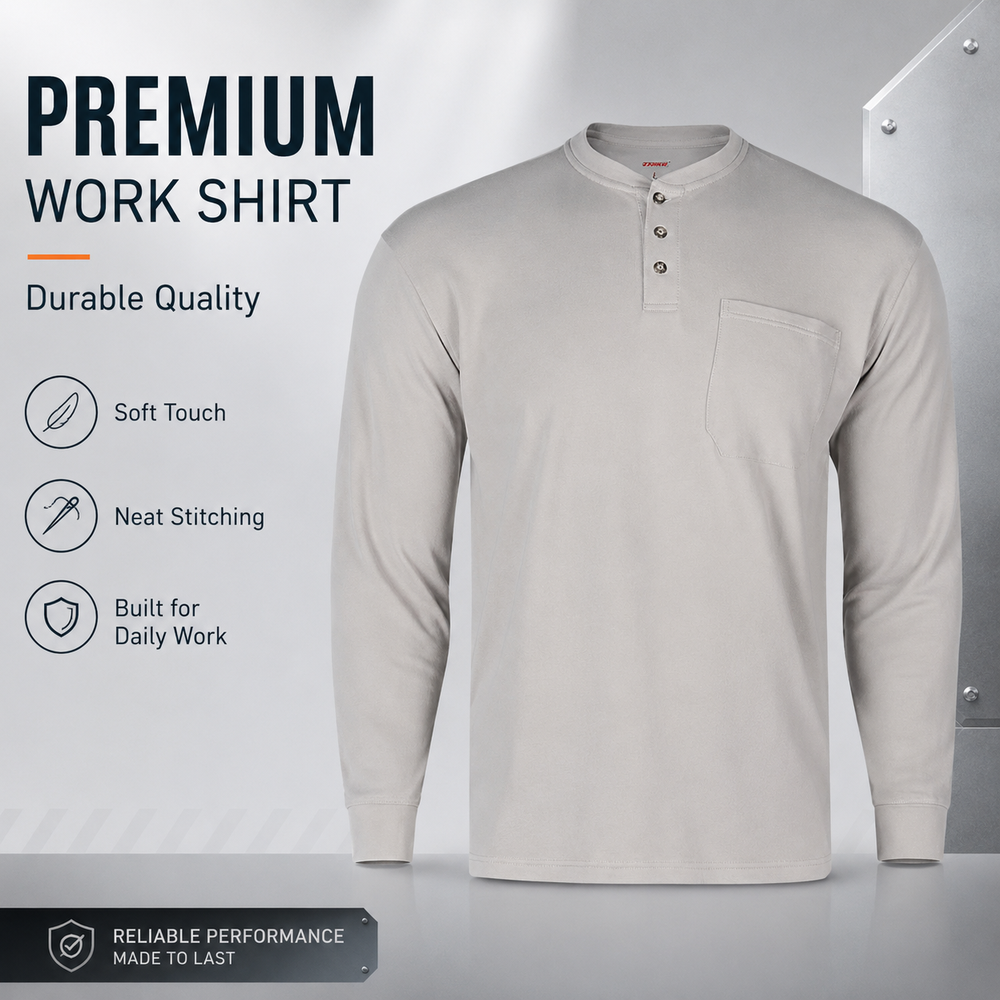 Men's Long Sleeve Henley Shirt Uniform