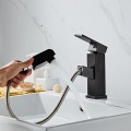 Matte Black Pull Out Deck Mounted Basin Faucet