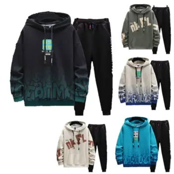 Men's Plus Size Knitted Sweatsuit Set: Hoodie and Jogging Pants for Winter Training