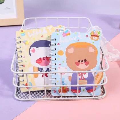WEIBO Portable Cartoon Mini Spiral Notebook - Student Bear Rabbit Drawing Pocket Notebook