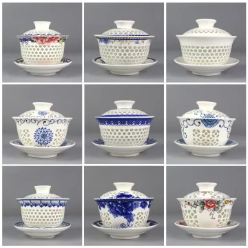 Chinese Tea Set Tureen Gaiwan Vintage hand-painted Ceramic Teaware Sets Hand-painted Bone China porcelain Kung Fu Tea Set Bowl