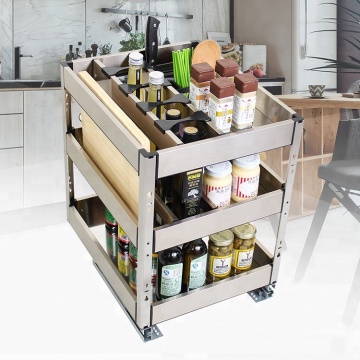 Magic Corner Pantry Organizer: Kitchen Pull-Out Sliding Wire Basket with Bottle Holder