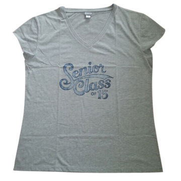 Women's V neck t-shirts, made of 60% cotton and 40% polyester