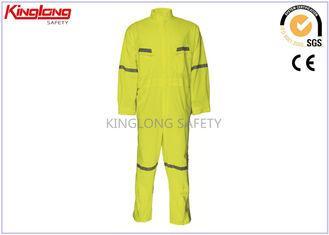 Fluorescent Yellow / Green Garbardina Coverall Uniforms Wor