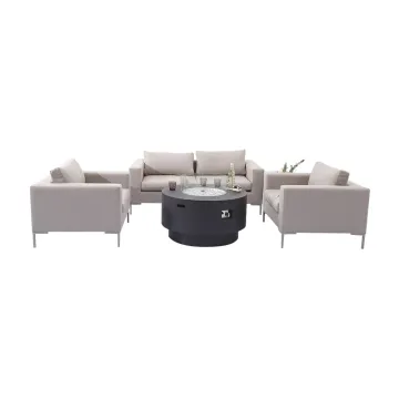 Modern Aluminum Rattan Garden Furniture Set with Fire Pit