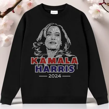 2024 New Arrival Kamala Harris Rhinestone Heat Transfers for T-Shirt & Hoodie
