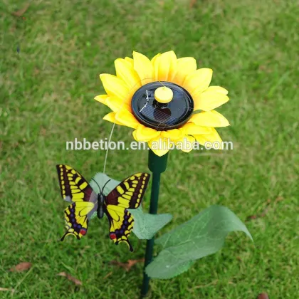 solar fluttering butterfly with sunflower flying butterfly sunflower fluttering butterfly garden decoration solar butterfly