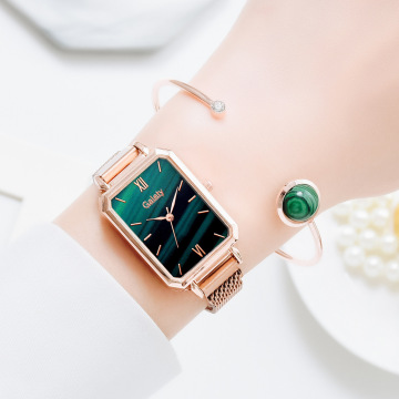 New Alloy Luxury Mesh Small Green Wristwatch Trend for Women - WJ-10925 Square Quartz Watches