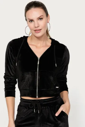 Womens Custom Velvet Hot Drilling Zipper Sweatshirts Hoodies