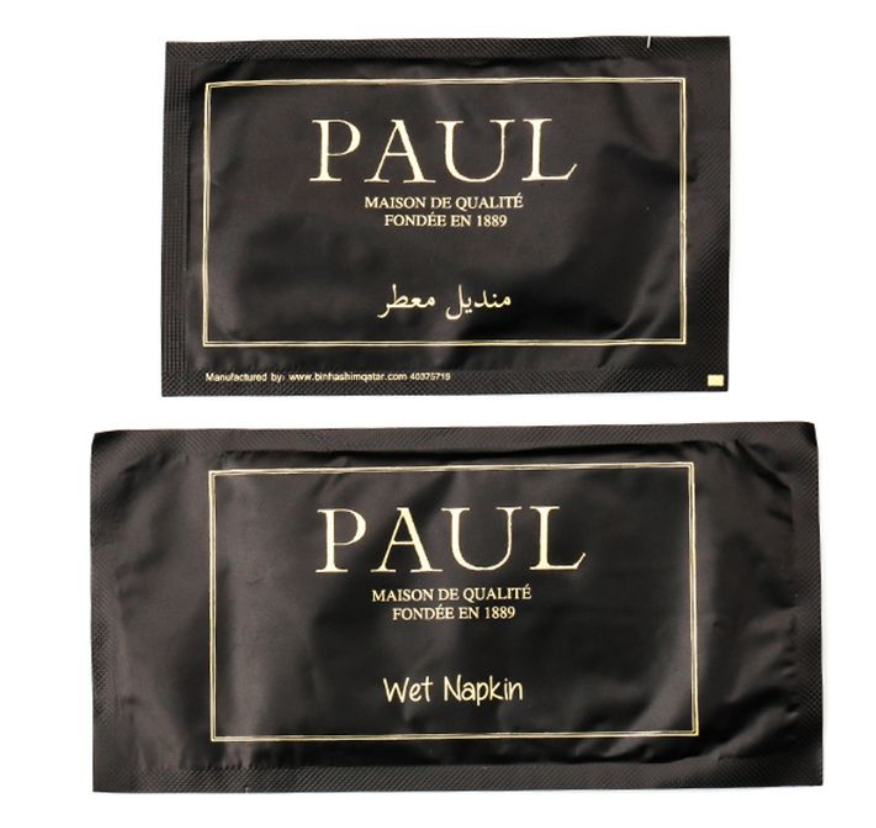 Wet wipe sachet branded with your logo