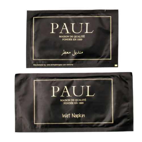 Wet wipe sachet branded with your logo