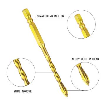 Tungsten Carbide Glass Drill Bit with Double R Hex Shank and Cross Spear Head (6/8/10/12mm)