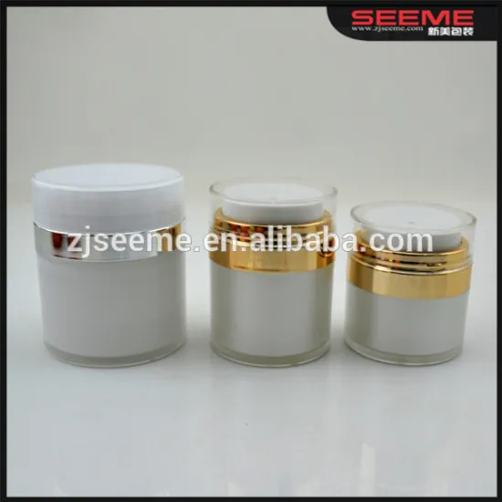 Double layer cosmetic vacuum cream jar plastic white airless pump cosmetic ocntainer