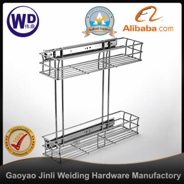 side mount pull out drawer hardware 2 layer cabinet basket