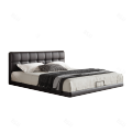 Black Leather Upholstered Floating Bed Frame