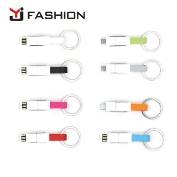 Factory supply new 4 in 1 keychain usb charging cable for iPhone + micro usb + USB-C support phone to phone charging function