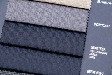 Navy Textured Twill Machine Washable Wool Fabric