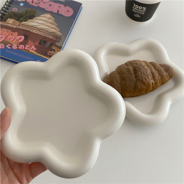 Creative Flower Shaped Pure White Ceramic Plates - Wholesale High Quality Dinnerware
