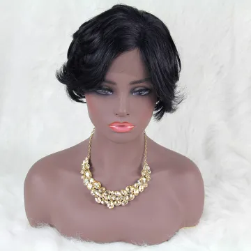 Pixel cut short lace wig, Afro puff Brazilian lace wig, human hair Retro wig short style