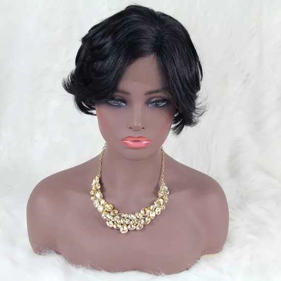 Pixel cut short lace wig, Afro puff Brazilian lace wig, human hair Retro wig short style