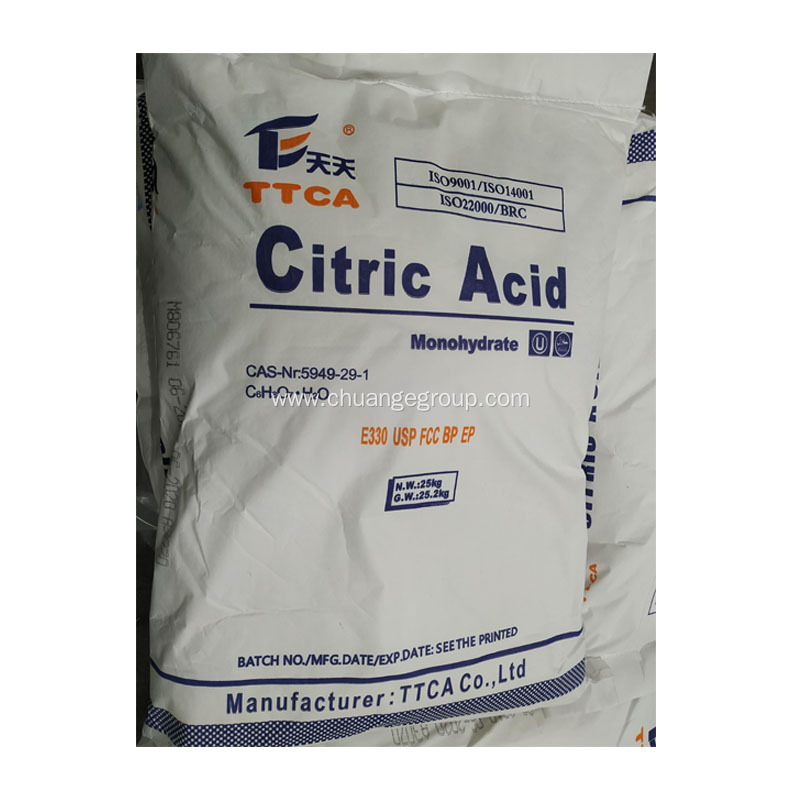 Food Grade Citric Acid Monohydrate and Anhydrous TTCA