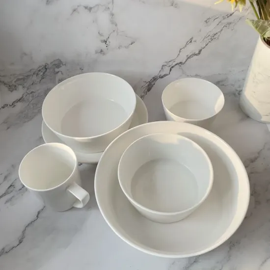 Stackable Round White Dinnerware