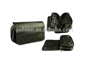 Black leather Smoking Pipe bag for 3 pipes GP-4069