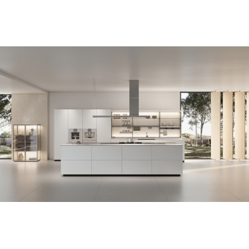 Sistema de cozinha modular personalizado com painéis de vidro