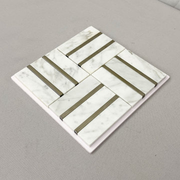 Silver Glass and Porcelain Mosaic Tile for Bathroom