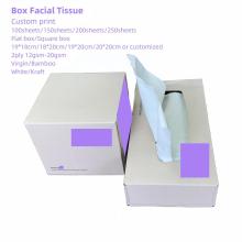 Tecido facial de caixa plana premium premium personalizada 2ply 100 puxões