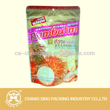 Vacuum freeze dried fruit packaging stand up zipper pouch with punch hole