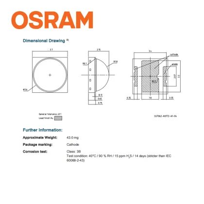 Osram 5W 3737 GW PUSRA1.PM High-Power LED Chip