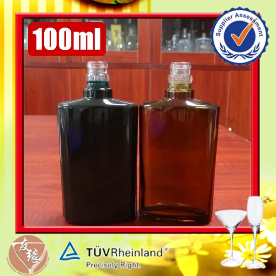 Food grade glass material 100ml colored alcohol unique glass bottles for sale