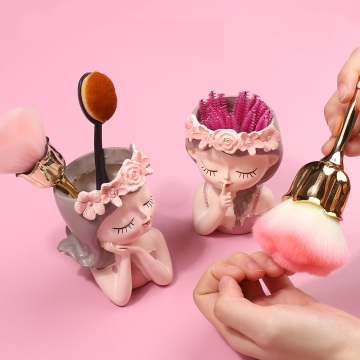Cute Girl Brush Desktop Storage Container for Nail Art Tools